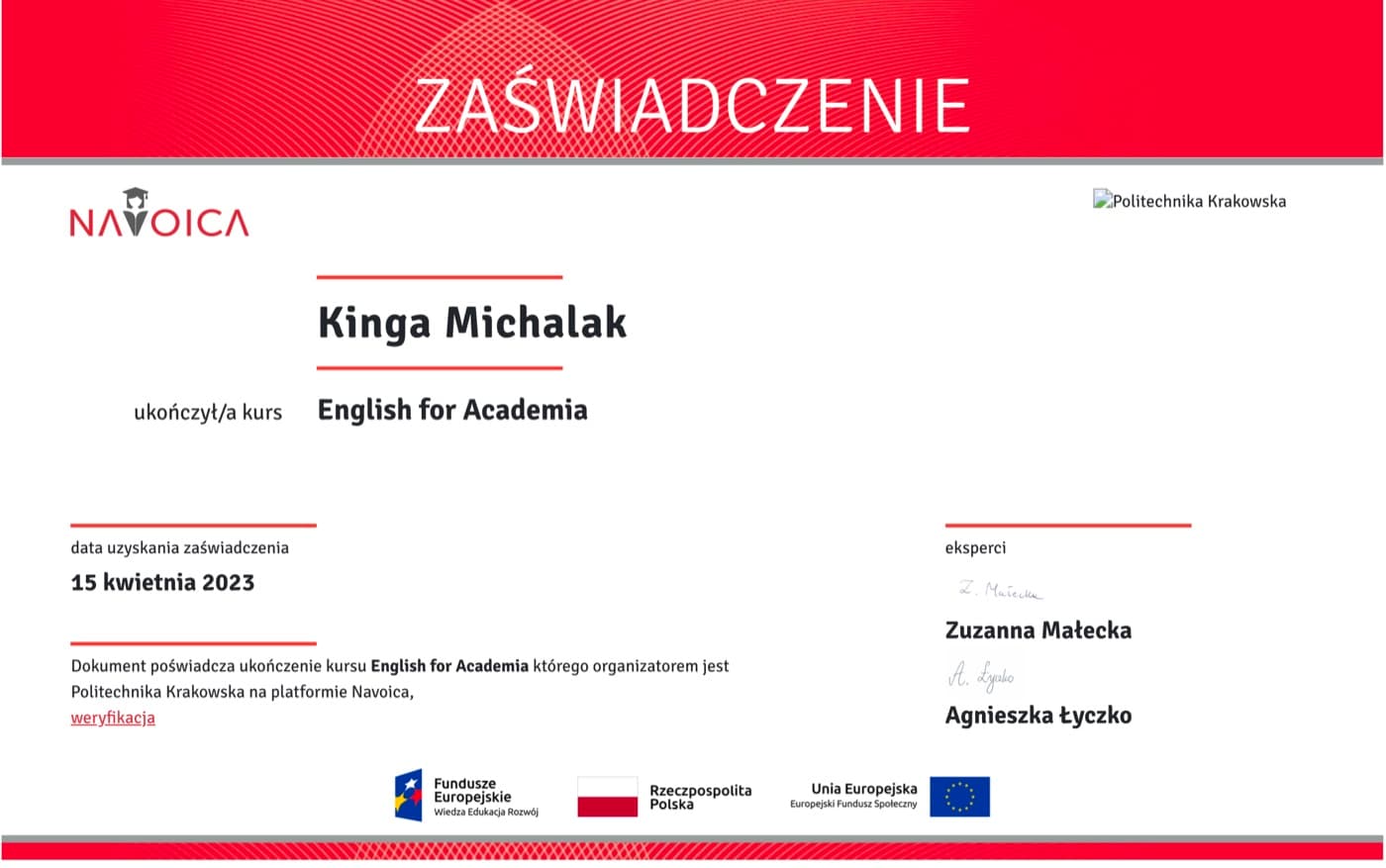 Certyfikat: Legal English and Business, angielski prawniczy i biznesowy