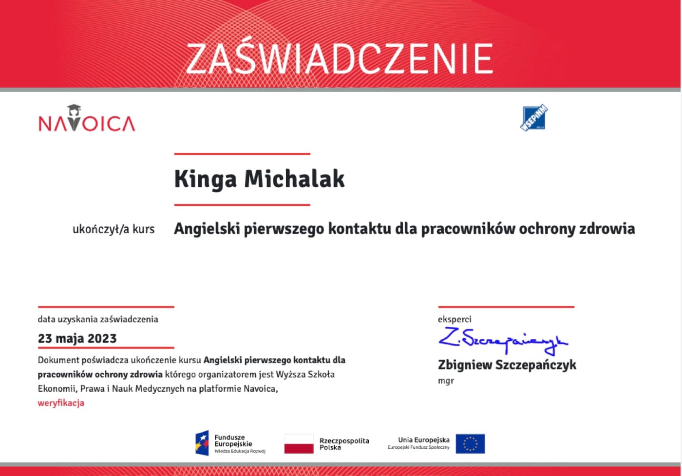 Certyfikat: angielski w medycynie, lekcje angielskiego dla branży medycznej